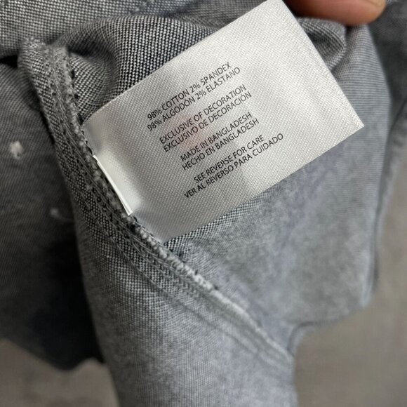 NWOT Gap Men's XXL Gray Long Sleeve Button-Up Shirt Cotton Spandex Blend - Picture 5 of 6